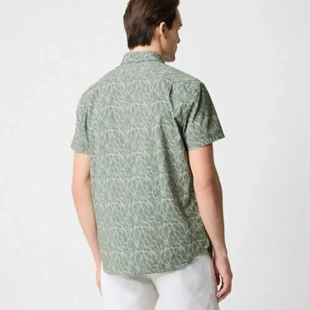 J. Crew Factory Men's Short-Sleeve Printed Flex Casual Shirt Slim Fit Size M